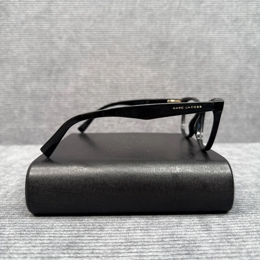 Marc‎ Jacobs Black Cat Eye Optical Y2K Glasses Frames Gold Logo Designer Womens